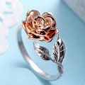 Miniatyrbild 2 av 4: Mode Rose Flower Leaf Open Ring Kvinnor Justerbar Party Smycken Band Present