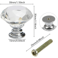 Miniatyrbillede 2 af 5: 12 STK 30 mm klare diamantdørknapper med skruer Krystalskabsskuffetræk