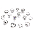 Miniatyrbild 3 av 4: 16st/ set Retro Boho Hamsa Hand Crown Finger Midi Knuckle Stacking Rings Smycken