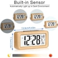 Miniatyrbild 2 av 5: Easy Set Bamboo Digital väckarklocka med temperatur, datum, bakgrundsbelysning, snooze, för sovrum, säng, hem, kontor