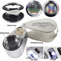 Pikkukuva 4 / 5: Jyome Metal Folding Jewellers -luuppi 40x LED-valolla valuutan ja lupetyypin tunnistamiseen