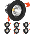 Miniatyrbillede 1 af 5: Tri-farvet dæmpning 3W sort åbent hul 6,5-7,5cm 6stk sort spotlight led downlight velegnet til stue, entre, bat