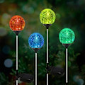 Miniatyrbild 1 av 5: LED Solar Garden Light Set med 4 glaskulor, LED Solar Globe Stakes, Färgskiftande LED Trädgårdslampor för utomhusbruk, Garde