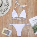 Miniatyrbild 3 av 5: sexig dam Rhinestone Crystal Push-up Bikini Set BH Baddräkt Strandbadkläder White S