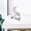 Miniatyrbild 4 av 5: Knuckle Ring Silver Färg Graciös öppning Bladform Justerbar Bröllop Finger Ring Gift