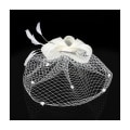 Miniatyrbild 1 av 4: Faux Feather Net Garn Hatt Enfärgad Fascinator Bröllop Tea Party Huvudbonader Hårprydnad för White