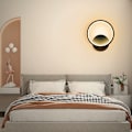 Miniatyrbillede 5 af 5: LED væglampe soveværelse sengelampe ganglampe dekorativ lampe (sort rundt varmt lys 220V)，til indendørs og udendørs