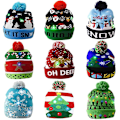Miniatyrbillede 2 af 5: 1 stk Led Julehuer Sweater Strikket Beanie Blue