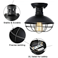 Miniatyrbillede 2 af 5: Attic sort shell loftslampe, amerikansk retro industriel stil indendørs loftslampe, velegnet til E27 pærer, velegnet