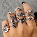 Miniatyrbild 2 av 4: 12 st/ set Leaf Fox Elephant Design Ringar Dam Vintage Knuckle Midi Stacking Ring