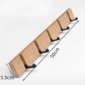 Miniatyrbillede 5 af 5: Piao moderne vægkrog, knagerække i træ Foldbar bambus knage med 4/5 bevægelige kroge til jakker, frakker, tørklæder, håndtasker og mere