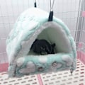 Miniatyrbild 4 av 5: Gnagare Sovplysch Leksak Litet hamsterhus Hängmatta Leksakssäng Hus för marsvin Kanin Chinchilla Ferret, Cyan 14x12c