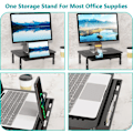 Miniatyrbillede 3 af 5: Monitor Stand Riser Justerbar Laptop Stand Riser 3 Højdejusterbare kontorartikler (sort)