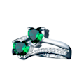 Miniatyrbild 1 av 5: Kvinnor Ring Dubbelt Hjärta Glittrande Cubic Zirconia Mode Utseende Fingerband för fest Green US 8