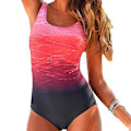 Miniatyrbild 1 av 4: dam Gradient Baddräkt Push Up Vadderad Monokini One Piece Badkläder Red XL
