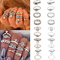 Miniatyrbillede 3 af 4: 10 stk Kvinders Punk Vintage Hule Blomster smykker Midi Knuckle Ringe Sæt Gold