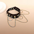 Miniatyrbillede 3 af 5: Kvinder Pu læder Choker halskæde Hip Hop O Ring kraveben kæde gotisk punk stil