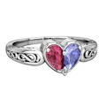 Pikkukuva 1 / 5: Naiset Faux Ruby Ametisti Love Heart Vihkisormus Korut Ystävänpäivä Lahja White Gold US 7