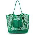 Miniatyrbillede 1 af 5: Mesh Beach Tote Dame Skulder Håndtaske A916-624 Green