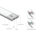 Pikkukuva 3 / 4: Erittäin ohut LED-kaappilamppu Smart Human Sensor Light langaton kaappivalo USB -ladattava kaappi yövalo (valkoinen valo)