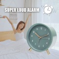 Miniatyrbild 2 av 5: Väckarklocka 4,5 tum analog väckarklocka Bedside Sovrum Batteridriven rund klocka med bakgrundsbelysning, grön