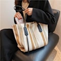 Miniatyrbillede 3 af 5: Håndtasker i lærred til kvinder Skulderhåndtaske Tote Bag Strandtaske Khaki