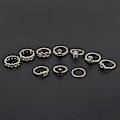 Pikkukuva 3 / 5: 10kpl/ set Retro Boho Elephant Flower Moon Bove Knuckle Midi Finger Ring Korut Gold