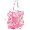 Miniatyrbillede 4 af 5: Mesh Beach Tote Dame Skulder Håndtaske A916-624 Pink