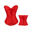 Miniatyrbild 3 av 4: Jacquardväst shapewear, axelbandslös korsett Red XS