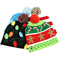 Miniatyrbillede 3 af 5: 1 stk Led Julehuer Sweater Strikket Beanie Blue
