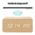 Miniatyrbild 5 av 5: Digital Väckarklocka Med Trådlös Laddare Led Desktop Väckarklocka Temperaturdisplay, Bronzer - Bronzer