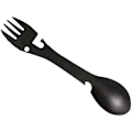 Miniatyrbillede 1 af 5: i 1 Bærbar multifunktionsske Gaffel Flaskeåbner Savtandskærer til Camping Picnic 18*3,5 cm Sort