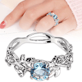 Miniatyrbillede 4 af 5: Kvinder kreative blade Design Legering udhulet Rhinestone Ring Charm smykker US 6