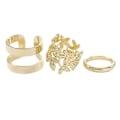 Pikkukuva 1 / 5: 3kpl Leaf Midi -sormukset, hopeakultainen pino rystysten sormusten set Golden