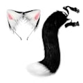 Miniatyrbillede 4 af 4: Cat Ears Pandebånd Hale Læder Halskæde Sæt Cosplay Headpiece Accessories Deep grey