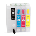 Miniatyrbilde 1 av 10: 4 stk. permanente chip-blekkpatroner for blekkskrivere i svart, cyan, magenta og gult for blekkskrivere T1431 T1432 T1433 T1434