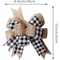 Miniatyrbillede 2 af 5: Sort Hvid Plaid Gavesløjfer Jutekrans Sløjfer Juletræ Topper til Bryllup Ferie Fødselsdagsfest Dekoration 12" x