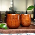 Miniatyrbillede 4 af 5: Håndlavede Træ Tekopper - Miljøvenlige, Multifunktionelle Massivt Træ Tekopper til Te, Kaffe og Mere (Sæt med 2)