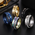 Miniatyrbillede 4 af 5: Unisex Fashion Titanium Stål romertal Twist Chain Ring Party smykker gave Multicolor US 11