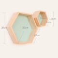 Miniatyrbillede 2 af 5: Massivt træ væghylde display hylde hexagonal honeycomb hylde (stor, lille, grøn),