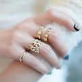 Miniatyrbillede 3 af 4: 3 stk Blade Midi Finger Ringe Sæt Sølv Guld Stack Over Knuckle Band Ringe Silver