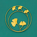 Miniatyrbillede 1 af 5: Gyldne jernvægskulptur i form af et Gingko-blad, Ahornblad, Skildpaddeblad, Palmeblad, Cannablad