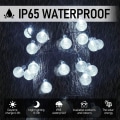 Miniatyrbillede 5 af 5: Udendørs Solar String Lights, 12M 100 LED Solar Krystalkugle Lys Udendørs Vandtæt 8 Modes, Bryllupsfest, Hvid