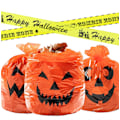 Pikkukuva 3 / 3: 4 Halloween ulkopihan roskapussin set (kaksi suurta roskapussia ja kaksi teippivaroituspussia),