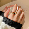 Miniatyrbillede 3 af 5: Modering Hul Geometrisk Kobber Hjerteform Dekor Fingerring til fest White