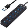 Miniatyrbild 1 av 5: USB Hub, 7-portars USB 3.0 Hub, USB Data Multi-Port Hub Splitter med individuella på/av-brytare, USB -förlängning för MacBook