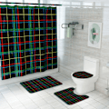Pikkukuva 2 / 5: Klassinen ruudullinen printed suihkuverho WC-lattiamatto Suihkuverho neljäosainen set, A05,