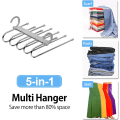 Miniatyrbillede 4 af 5: Udvidelig buksebøjle i rustfrit stål, foldbar multibøjle, skabsbøjleholder, kan udvides til bukser, tørklæder, tøj, håndklæder (sort),