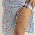Miniatyrbillede 1 af 5: Piger benkæde Sexet lårbælte lårkæder Lang kvast Body Chain Beach Outfit 06 golden 0135
