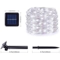 Miniatyrbillede 4 af 5: 12 meter 100 lys 8 funktioner hvidt lys 200 LED-soldrevne kobbertrådslys Udendørs Vandtæt Have L